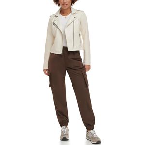 Veste à col rabattu en cuir de mouton véritable pour femmes de Style de rue Design personnalisé durable avec fermeture éclair hiver court - Product Image 2