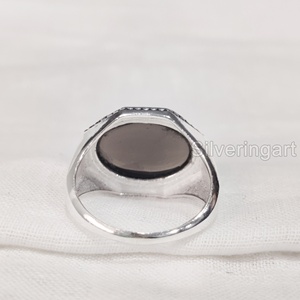 Grossiste Bague pour homme Quartz fumé naturel Pierre précieuse Bague de naissance d'avril Toutes tailles Bijoux fins arabes Bague en argent sterling 925 - Product Image 5