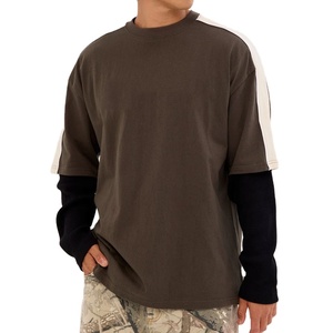 เสื้อยืดดีไซน์กราฟิกทรงหลวมไซส์ใหญ่พิเศษ รุ่นใหม่ล่าสุด ผ้าหนา 250 กรัม สไตล์สตรีทแวร์ ตกแต่งแถบแขนเสื้อแบบวินเทจ ทรงยาว - Product Image 1