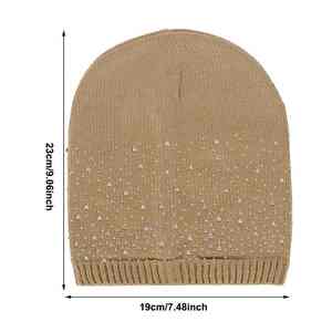 Chapeau en tricot élégant avec strass, pompon, unisexe, hiver, chaud, chapeau en tricot scintillant, logo personnalisé, faible MOQ - Product Image 2