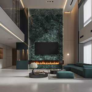 หินอ่อนสีเขียวคลาสสิกของ Pradas จากอิตาลี ลายเส้นสีขาว ดีไซน์ทันสมัย ผิวขัดเงาและด้าน แผ่นใหญ่ สำหรับใช้ในโรงแรมและบ้าน - Product Image 5