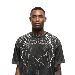 เสื้อยืดซักกรดของผู้ชายลำลองผ้าฝ้าย100% ขนาดใหญ่น้ำหนักเบาระบายอากาศได้สตรีทแวร์มีการออกแบบ - Product Image 4