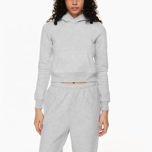 Venta al por mayor de alta calidad de invierno Fitness deporte liso pulóver gimnasio Kangroo bolsillo frontal Sudadera con capucha de lana Slim Fit Spandex algodón mujeres - Product Image 1