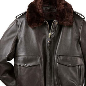 Veste pour homme en peau de mouton de haute qualité, veste de pilote de vol bombardier marron, cuir véritable, col en peau de mouton amovible, élégante - Product Image 3