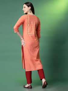 Conjunto de Kurti de línea A de algodón bordado de último diseñador listo para mujer para todas las ocasiones, ropa de boda, vestidos indios, venta a granel - Product Image 4