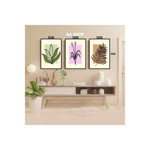 Ensemble de table en MDF 3 pièces avec impression de qualité, motif fleur et feuille, cadre résistant à la décoloration pour arts muraux 37 pouces - Product Image 1