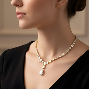 Collier en or blanc 14 carats certifié IGI avec diamants satellite multi-tailles 31,99 ct - Product Image 6