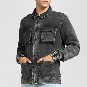 Nueva chaqueta de lona con logotipo personalizado de alta calidad 2025, diseños OEM, chaqueta vaquera de invierno para hombre, chaqueta vaquera con cremallera polar - Product Image 4