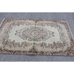 พรมวินเทจขนาด 3.8x6.6 ฟุต (117x202 ซม.) สีน้ำตาลลายแบบนามธรรมสไตล์ตุรกี - Product Image 2