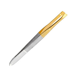 Pinzas de Depilación con Punta Inclinada Dorada de 3 Pulgadas con Diseño Ergonómico y Pinzas para Eliminar el Vello - Product Image 1