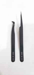 Pincettes d'extension de cils en acier inoxydable de haute qualité, couleur personnalisée, ensemble de 2 pièces pour cils individuels, pointes droites et incurvées - Product Image 2