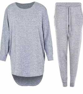 Chándales de 2 piezas para mujer High Low Top Loungewear Suit Ladies Top Bottom Jogger - Product Image 4