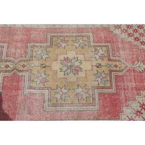 พรมขนาด 4.4x8.5 ฟุต, พรมวินเทจตุรกี, พรมสีแดงขาวล้วน - Product Image 5