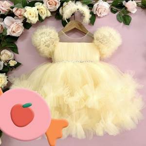 Magnifique robe superposée pour enfants, printemps, avec tissu en dentelle à volants, longueur maxi - Exportateur en gros Fabzone - Product Image 3