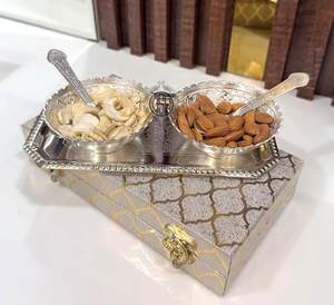 Ensemble de service polyvalent en aluminium de vente chaude comprenant un plateau de cuillère à bol pour les cadeaux décoratifs d'hôtel à domicile de fête utilisés pour les fruits secs - Product Image 2