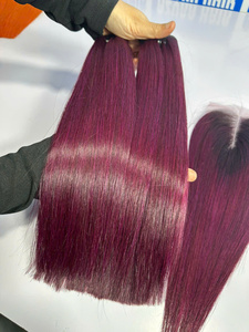 Extensions de cheveux humains Azura Hair Skin Weft, closure Remy vietnamienne teinte rose, style super double drawn, tissage machine, permanente - Product Image 3