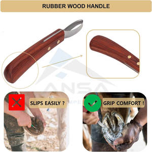 Recortadora de pezuñas de alta calidad con mango de madera de goma antideslizante Cuchillo de recorte de bucle de pezuña multiusos para caballos Burros Ganado - Product Image 3
