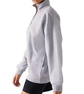 Sudadera con Cierre de Cremallera 1/4 para Mujer, con Logotipo Personalizado de Alta Calidad, Sudadera Informal con Capucha, Sudadera Holgada con Media Cremallera para Mujer - Product Image 5