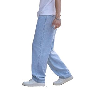 Vaqueros Anchos Vintage Negros Deslavados para Hombre, Estilo Vaquero Informal, Pantalones Rectos de Mezclilla con Botones, Estilo Urbano - Product Image 3