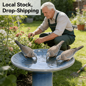 Mavi Ombre 17'' Seramik Kuş Banyosu, Ayaklı, Çevre Dostu, Donmaya Dayanıklı, Dış Mekan Bahçe Saksısı ve Kuş Besleme Yuvası - Product Image 2