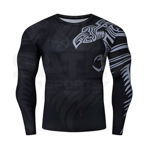 Rashguard MMA unisexe en spandex/nylon, antibactérien, UPF50+, écologique, séchage rapide, respirant, vêtements de fitness de haute qualité, taille adulte - Product Image 3