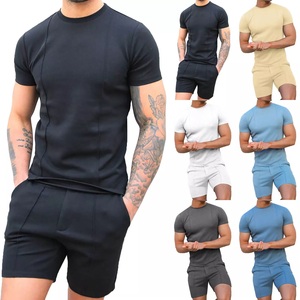Nuevos conjuntos de pantalones cortos de ropa de calle de verano de algodón para hombres, estilo suelto, 2 piezas, camiseta y pantalones cortos, conjunto informal de Hip Hop para hombres con estampado de sudor - Product Image 6