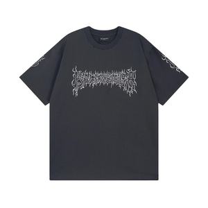 Fabricante personalizado 300Gsm Heavyweight Boxy Drop Shoulder Vintage Streetwear gráfico Camiseta de gran tamaño 100% algodón estampado ácido - Product Image 1
