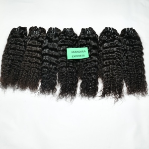 Vente en gros d'extensions de cheveux humains vierges indiens naturels crus à 100% cuticules alignés style vague frisée crépue faisceaux sans produits chimiques - Product Image 3