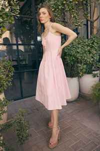 Atractivo precio más bajo Boho mujeres Casual Ladies Maxi vestido 100% algodón Midi -Length con vestido rosa natural para mujeres - Product Image 5