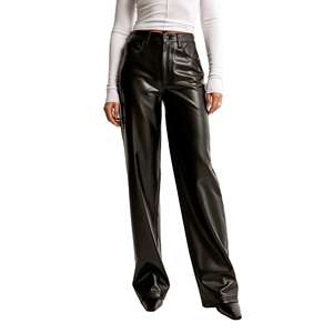 Pantalón de cuero verde personalizado para mujer Nuevo diseño Vuelo de invierno de gran tamaño XL Casual al aire libre con logotipo y cintura media delantera plana - Product Image 1