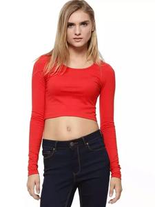 Top corto en blanco de manga corta con cuello de tortuga a la moda personalizada, camisetas sexis de primavera 2021 para mujer, ropa ajustada, camisetas para mujer - Product Image 5