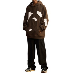 Sudadera con capucha desgastada Lavado con ácido Parche personalizado Aplique Bordado Diseño Su texto Logo Sudaderas con capucha de gran tamaño - Product Image 3