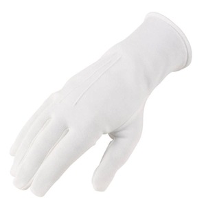 Guantes de joyería de limpieza Guante de algodón de poliéster ceremonial blanco de tres rayas de alta calidad - Product Image 4