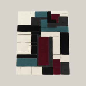 Luxury Modern Textured Geometric Area Rug | Black Teal Burgundy Contemporary Living Room <b>Carpet</b> Vintage Decor - Product Image 4