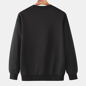 Sweat-shirt en coton noir à coupe classique, respirant, couleur unie, logo imprimé sur le devant, basique, matière durable, sweat-shirt pour homme - Product Image 2