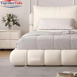 เตียงนอนแบบญี่ปุ่น ดีไซน์ลอยตัว รุ่นโมเดิร์นเรียบง่าย สีครีม ผ้าคลุมแบบทาทามิ ฟังก์ชั่นหลากหลาย ขนาดคิงไซส์ สำหรับห้องนอนใหญ่ - Product Image 4