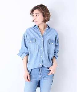 Vente en gros de t-shirts personnalisés impression t-shirts en denim chemise surdimensionnée délavée en jean pour femmes - Product Image 1