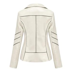Chaqueta de cuero PU personalizada para mujer, estilo casual, tipo motociclista, para primavera y otoño, color negro. - Product Image 6