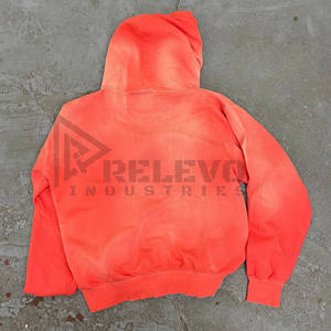 Orange Color New <b>Plain</b> <b>Men</b> Pullover Hoodie OEM Custom <b>Hoodies</b> Stone Washed 100% Cotton 450GSM Heavyweight Pullover <b>Hoodies</b> - Product Image 2