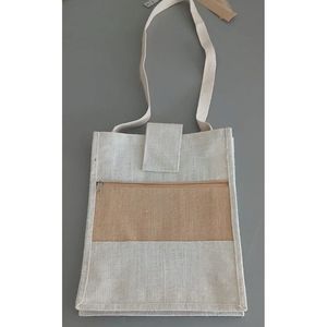 Sac fourre-tout en coton 250 GSM avec fermeture éclair, taille moyenne (14''x16''), durable, recyclable, personnalisable par transfert thermique pour la publicité - Product Image 5