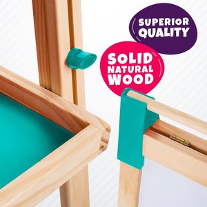 Panneau de chevalet double face en bois pour enfants avec étagère de présentation - Product Image 4