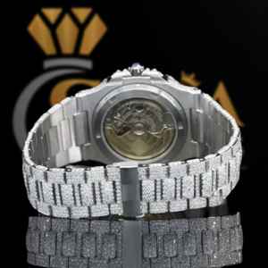 Montre de luxe en moissanite pour homme VVS Diamond Tester Pass Mouvement automatique Montre hip-hop bling en acier inoxydable - Product Image 4