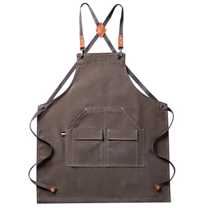 Tablier réversible en toile de coton avec logo personnalisé pour hommes et femmes de couleur unie Tablier réglable pour chefs de cuisine avec poches - Product Image 6