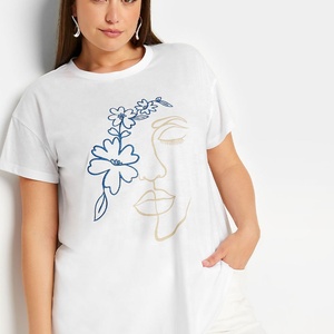 เสื้อยืดคอกลมแขนสั้นผ้าเจอร์ซีย์เนื้อนุ่มสำหรับผู้หญิง แฟชั่นลำลองสวมใส่สบายทุกวัน เสื้อผ้าแฟชั่นยอดนิยม ผู้จัดจำหน่ายเสื้อผ้าสั่งทำ - Product Image 4