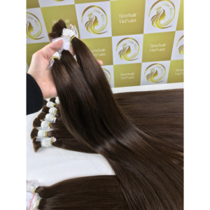 Couleur personnalisée 60cm fermeture à cuticules alignées 2x4/2x6 trame plate Remy extensions de cheveux humains vietnamiens faisceaux droits naturels - Product Image 5