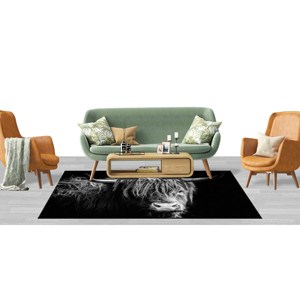 Tapis Vache des Highlands : Tapis imprimé animal motif bison, tapis fin non tissé - Product Image 5