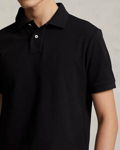 Polos de Golf negros ajustados con logotipo personalizado de malla icónica de alta calidad para hombre, ropa de calle informal de manga corta de algodón, polos de gimnasio - Product Image 4