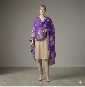 Chales de Mujer de Alta Calidad, Diseño Profesional, Pintados a Mano, de Seda y Chifón, con Estampado Floral, de Lujo, Transpirables, con Pedrería, para Verano - Product Image 1