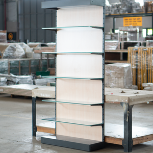 Premium Modern Single-Sided <b>Wall</b> Gondola with Glass Shelves | Powder Coated Metal Back Retail <b>Display</b> Rack with Easy Assembly - Product Image 5