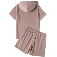 Ensemble de survêtement polaire uni pour homme avec t-shirt à capuche et short à cordon de serrage, idéal pour l'été, personnalisable, couleur OEM